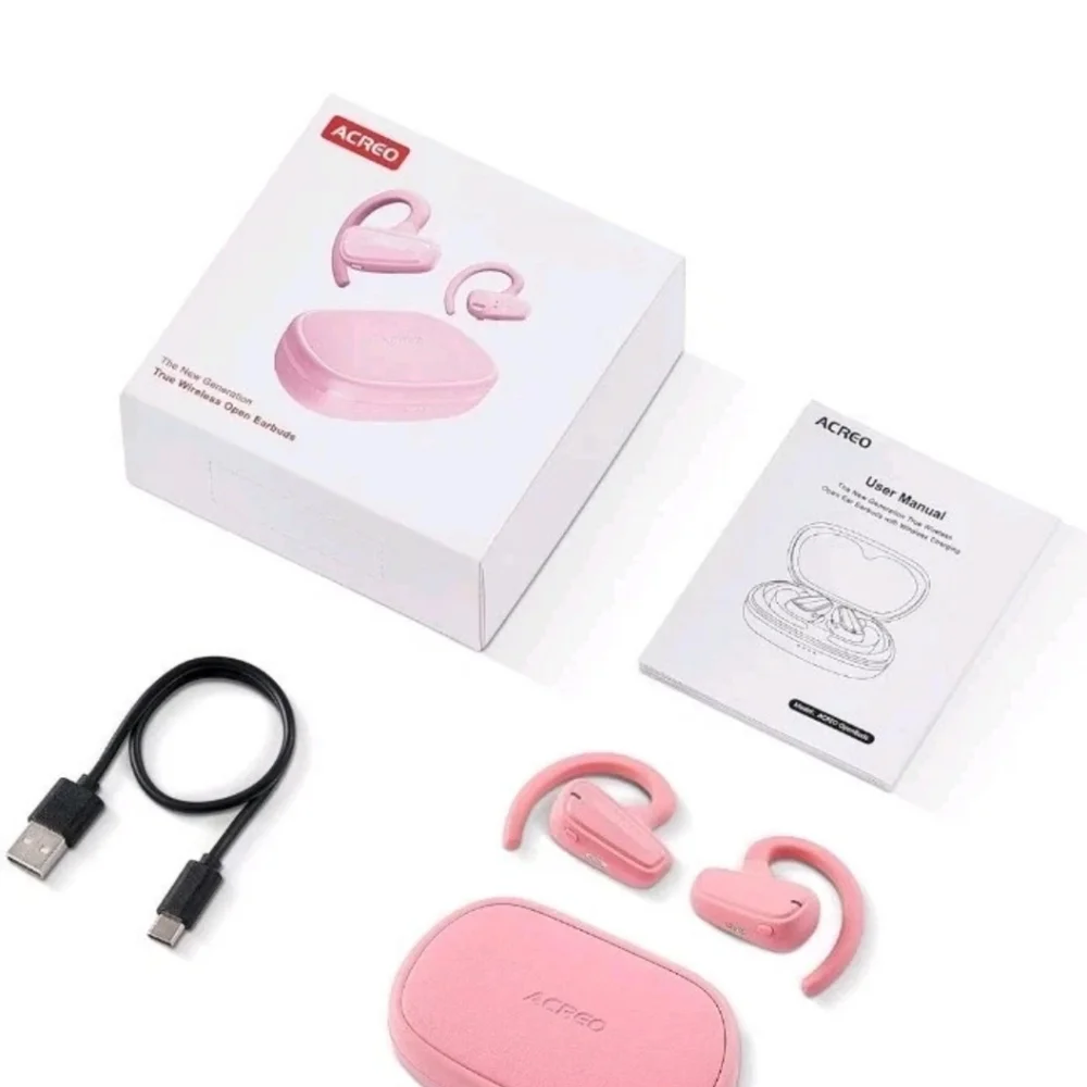 Acreo True Wireless Open Earbuds Sealed Box. Pink New Sealed